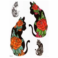 classical rose cat tattoo sticker for men women waterproof temporary tattoos body art