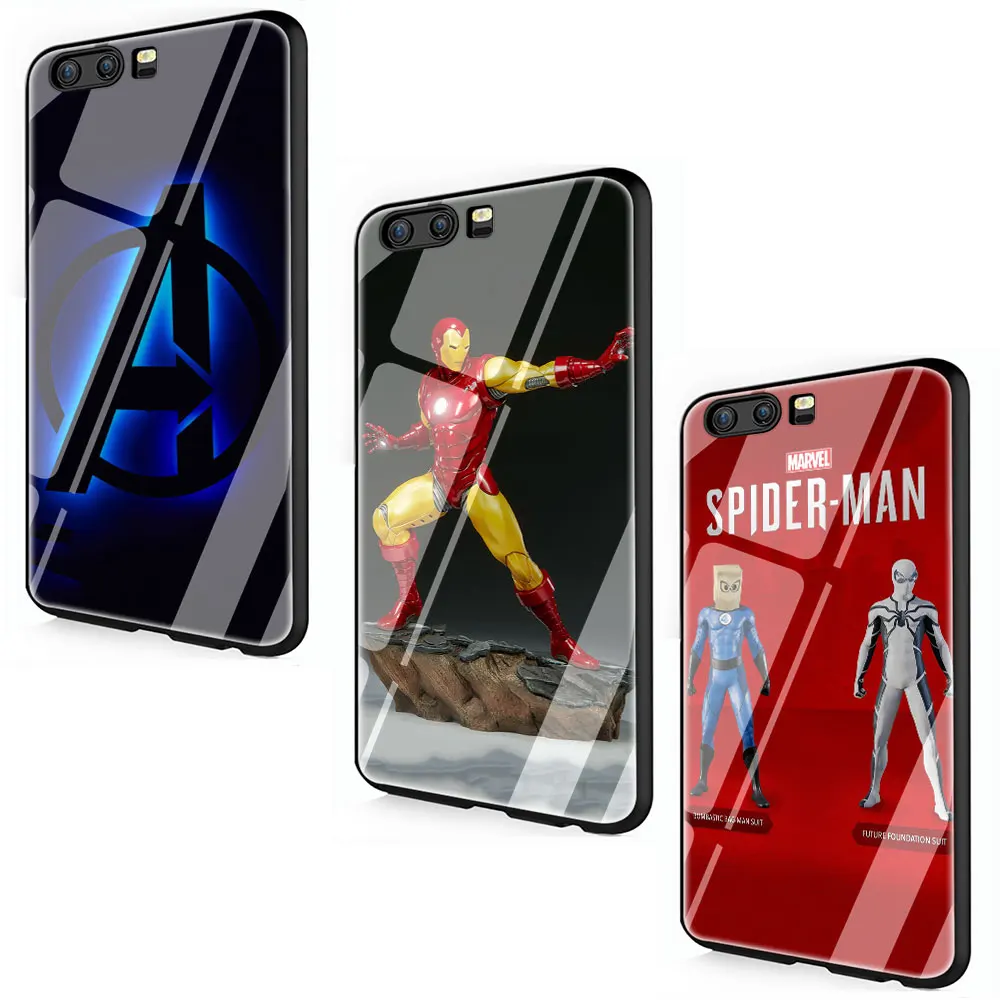 Роскошный чехол из закаленного стекла с логотипом комиксов Marvel для huawei P10 P20 P30 mate 20 Honor 9 10 Lite Pro 7A 8X P Smart