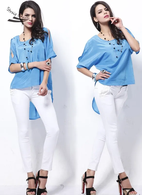 Бесплатная Доставка Плюс Размер Женщин Лето Небесно-Голубой Форме Крыла Летучей