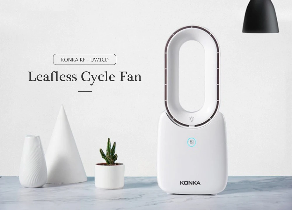 KONKA kf-uw1cd мини охлаждающий вентилятор, USB Перезаряжаемый Настольный вентилятор с кожаным циклом, 3 скорости, регулируемый светодиодный светильник 5 видов