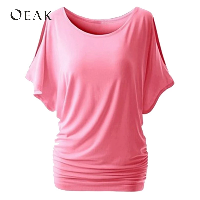 OEAK 5XL Women Casual Summer T-Shirt Batwing Short Sleeve Loose Top Basic Tee Female Plus Size camisas mujer | Женская одежда