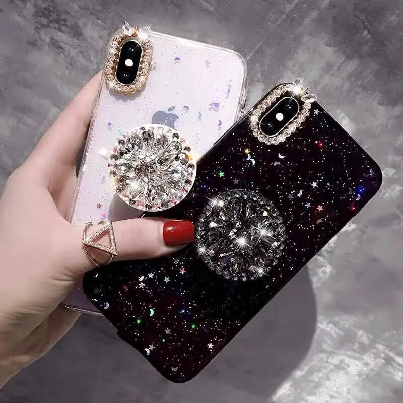 Роскошный прозрачный чехол с фианитами и цветами для Iphone 12 11 PRO MAX XS XR 6 6s 7 8