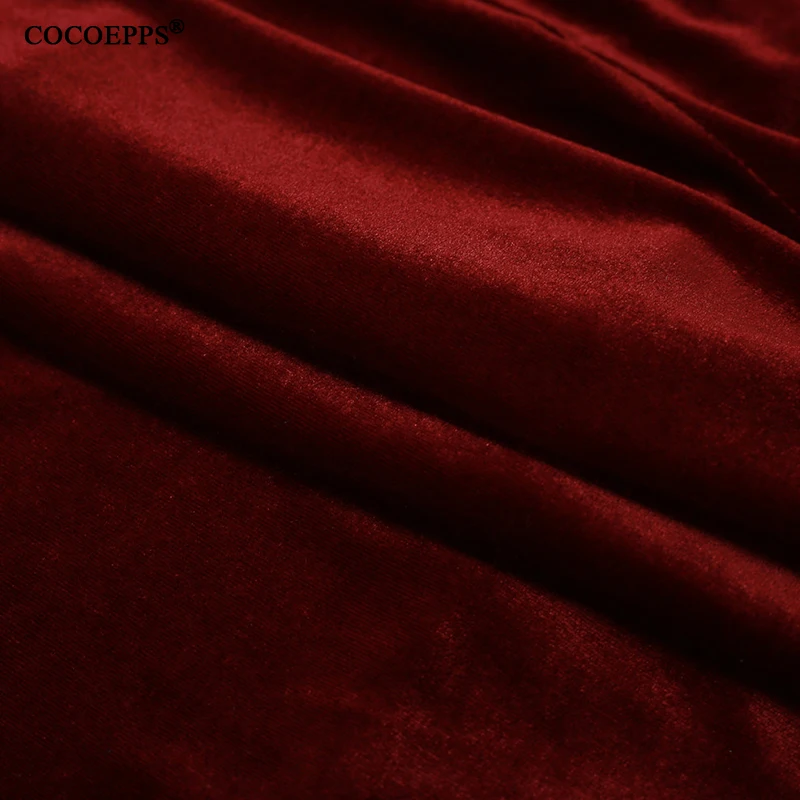 COCOEPPS Large Size Thicken lace Autumn Winter Women Velvet Dress L-6XL Female Clothing Plus Size Red Tunic Dress Vestidos