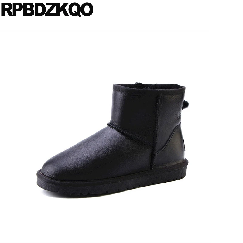 

Ankle Booties Snow Slip On Silver Winter Shoes Australian High Quality Sheepskin Men Black Big Size Waterproof Real Fur Boots