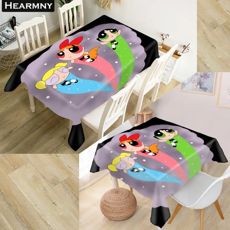 HEARMNY Powerpuff для девочек Перезагрузка скатерть Оксфорд ткань квадратная/прямоугольная Пыленепроницаемая скатерть для вечерние украшения дома покрытие для телевизора