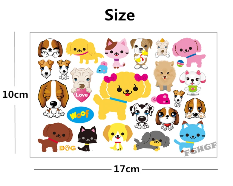 Y-XLWN 10PCS/lot love dog Child Temporary Body Art Flash Tattoo Sticker 17*10cm Waterproof painless tattoo | Татуировки и боди-арт