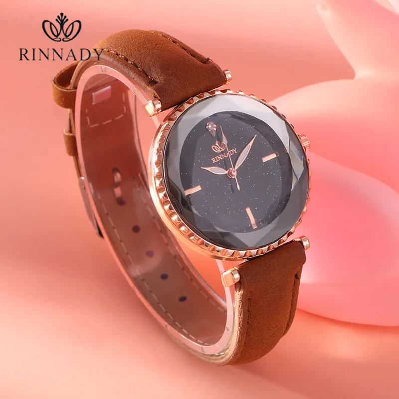 

Rinnady наручные часы для женщин 2018 модные звездное небо женские кожаные часы кварцевые часы подарки Hodinky Montre Femme Relogio Feminino