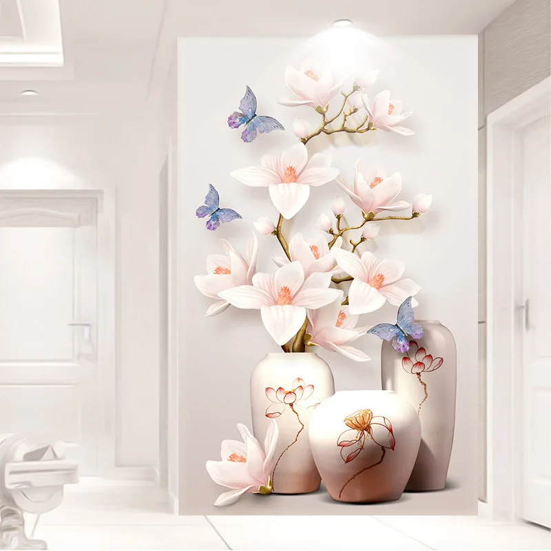 5D Diamond Painting Magnolia vase butterfly Full Embroidery Cross Stitch Rhinestone Mosaic Sale Deco | Дом и сад