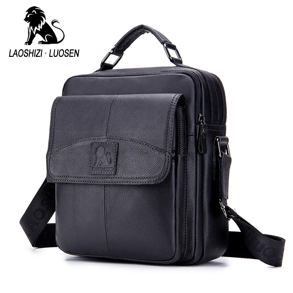 Винтажная Мужская сумка из натуральной кожи Большая вместительная через плечо