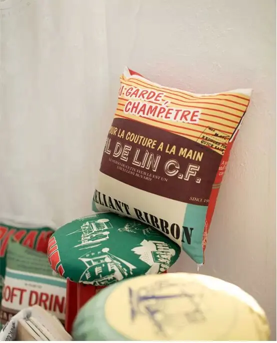 Винтажная стеганая ткань из хлопка и льна в стиле ретро с изображением коллажа