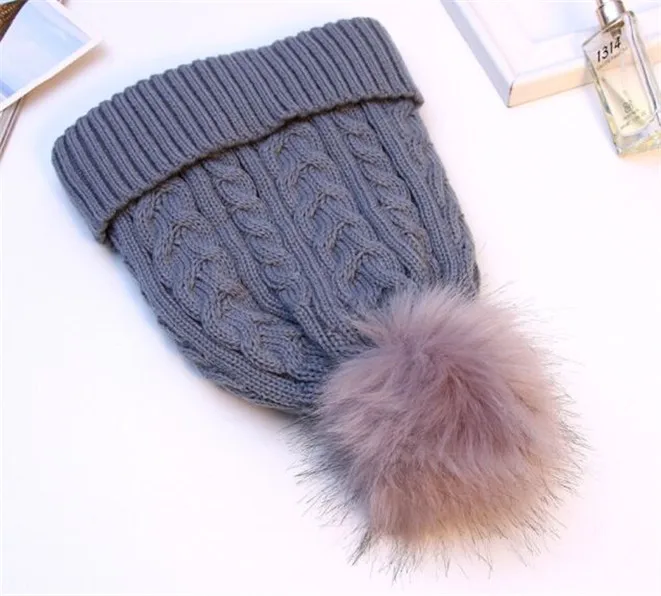 

Winter Women's Casual Thick Pom poms Knitted Hats Twist Cable Warm Knit Beanies Skullies Gorros Inside Plush Curled Hats