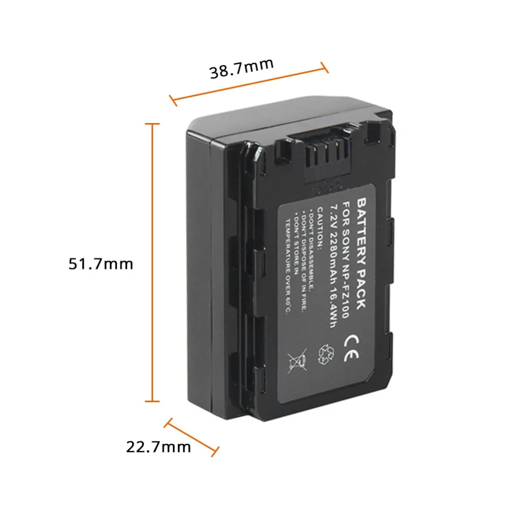 NP-FZ100 2280mAh NPFZ100 аккумуляторная батарея для камеры sony A9, A7R III, A7 III, ILCE-9, ILCE9, ILCE-7RM3, ILCE-7M3, Mark III