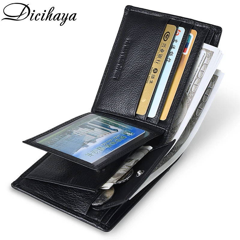 DICIHAYA RFID мужские бумажники кошелек из натуральной кожи модный двойной мужской