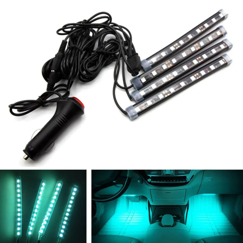 

4 шт./компл. 12LED светильник синий интерьер автомобиля SUV Footwell атмосфера неоновый светильник бар подходит для 3500 HD Suburban Tahoe Traverse