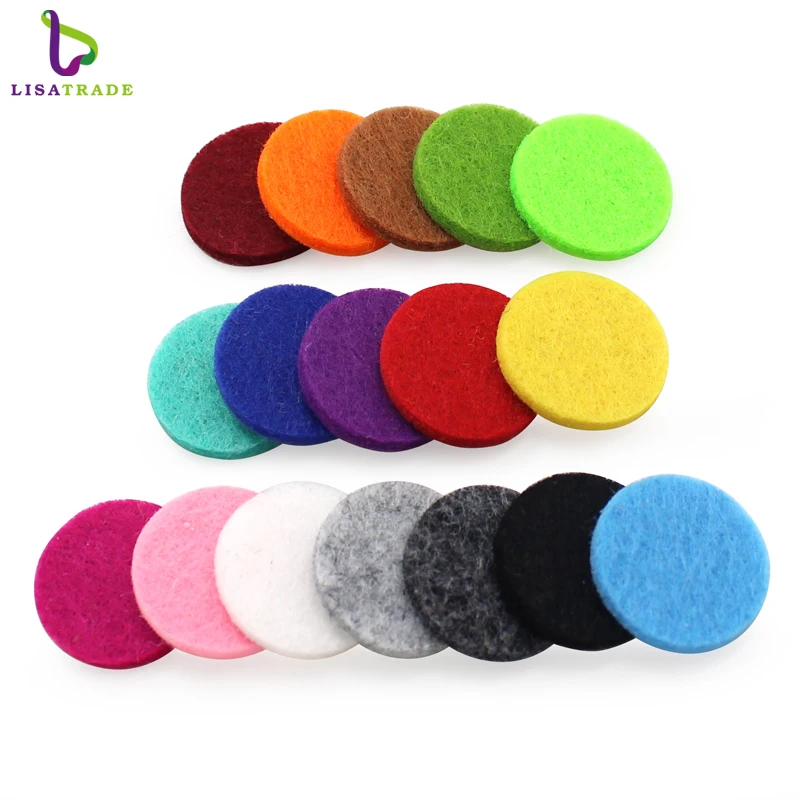 

17 colors 100pcs 22.5mm Aromatherapy Felt Pads Fit for 30mm Essential Oil Diffuser Perfume Locket LSPA01*100