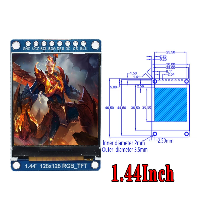 1.44 inch 3,3 в 1,44 1,8 дюйма серийный 128*128 128*160 65K SPI полноцветный TFT ips ЖК-дисплей модуль плата замена OLED ST7735 - Цвет: 1.44 inch