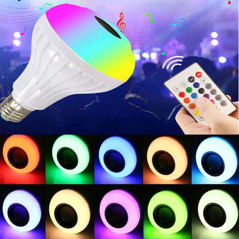 E27 LED RGB Bubble Bluetooth музыкальная лампа 12 Вт 7 видов цветов светодиодный светильник