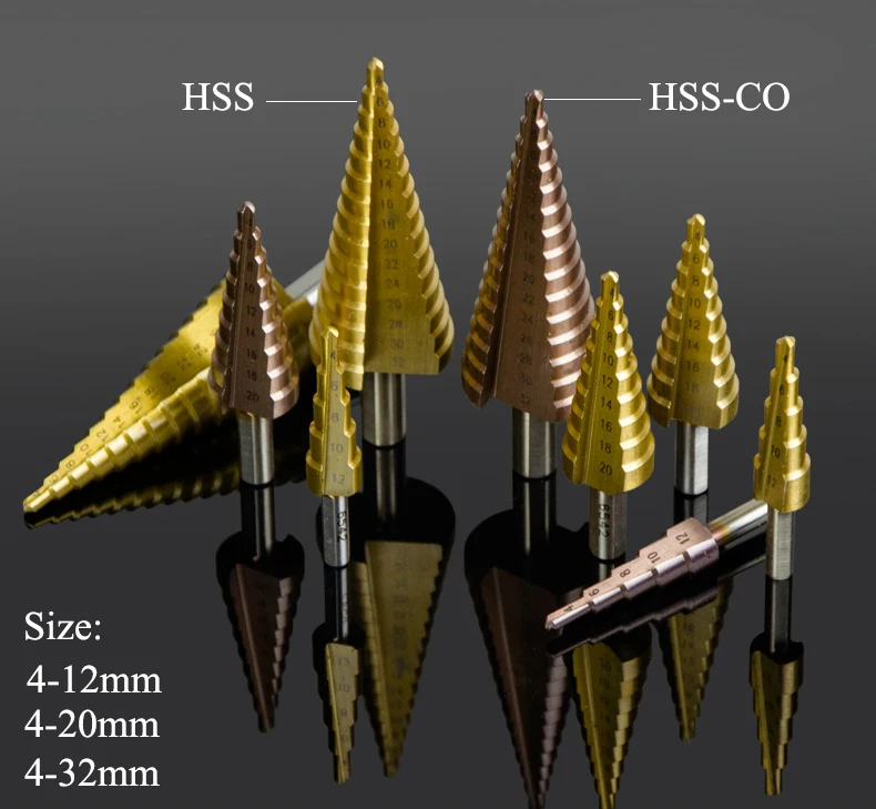 Кобальтовое сверло с титановым покрытием треугольная коническая ступенчатая