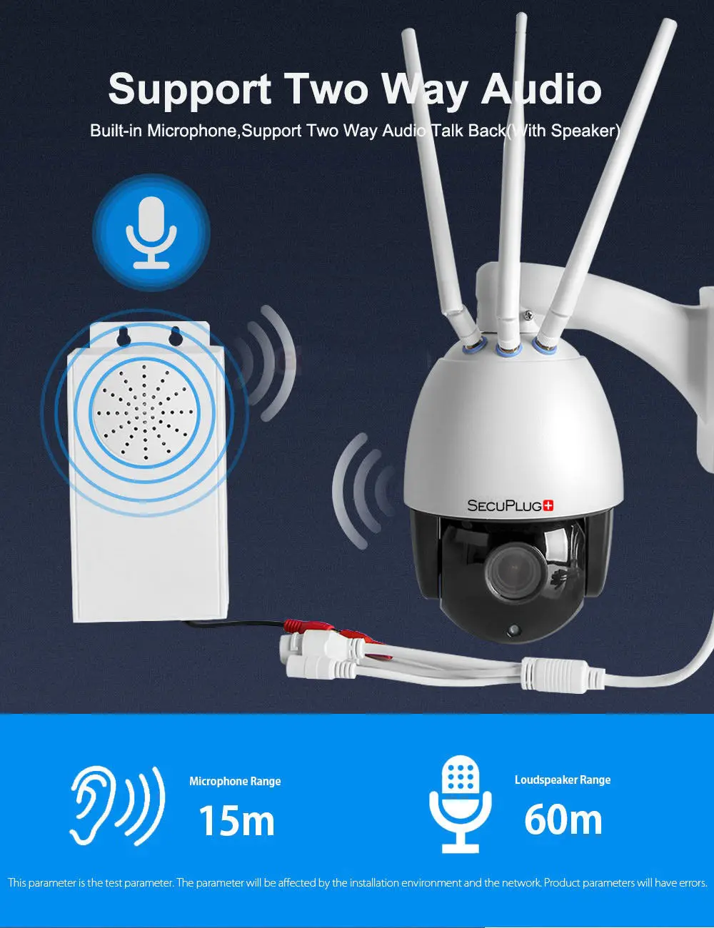 Наружная купольная IP-камера видеонаблюдения с SIM-картой 4G PTZ HD1080P 5-кратный зум
