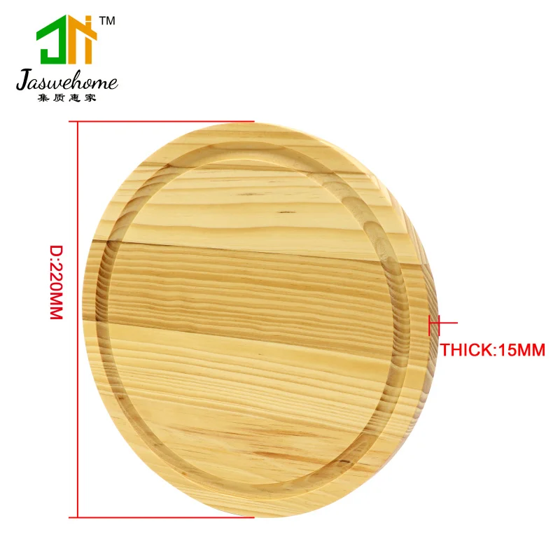 Jaswehome pine wood round cutting board cheese boards solid wood chopping block chopping board with juice groove