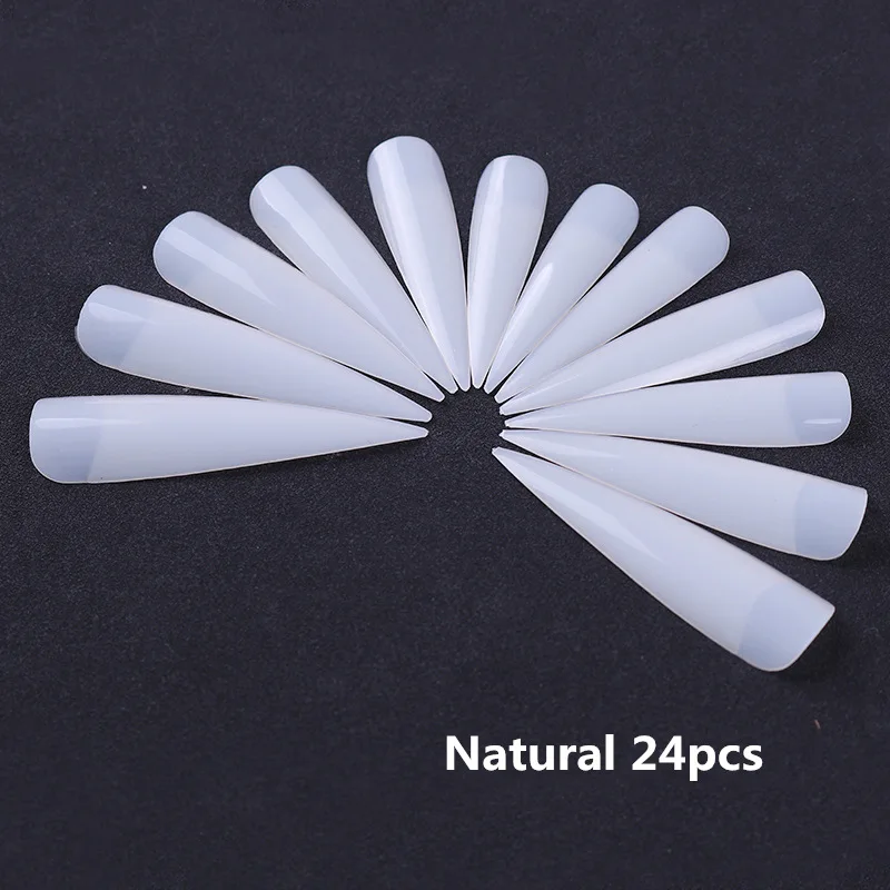 24pcs half nail LILYCUTE натуральные накладные ногти стекловолокно для ногтей клип быстрое строительство удлинение плесень длинные Кончики ногтей для УФ-гель для дизайна ногтей - Цвет: 24pcs half nail