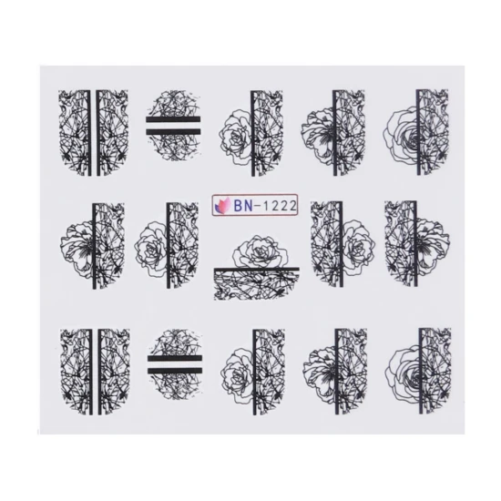 1pcs Nail Stickers Black Line Sexy Girl Slider Writing Letter Tattoo Nail Art Water Transfer Decals Manicure Decor TRBN1237-1248 - Цвет: BN-1222
