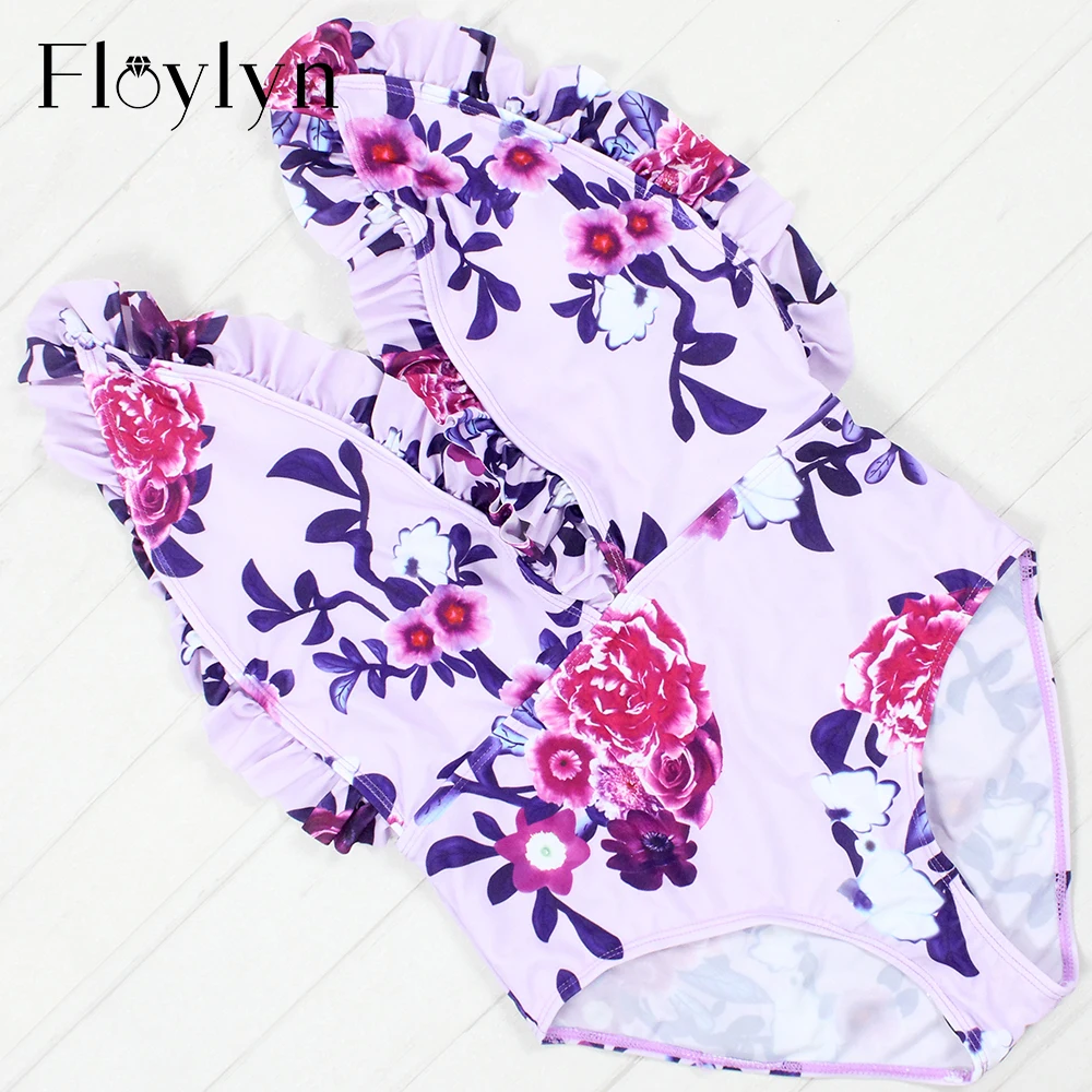Floylyn 2018 Холтер цельный купальник женский сексуальный Монокини цветочный Maillot De Bain