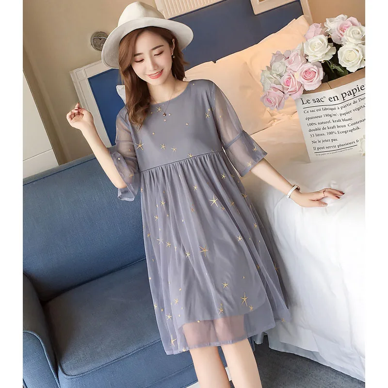 

Zipper Nursing Maternity Dresses For Pregnant Women Clothes Embroidered Feeding Pregnancy Dress Breastfeeding Pregnant Dress