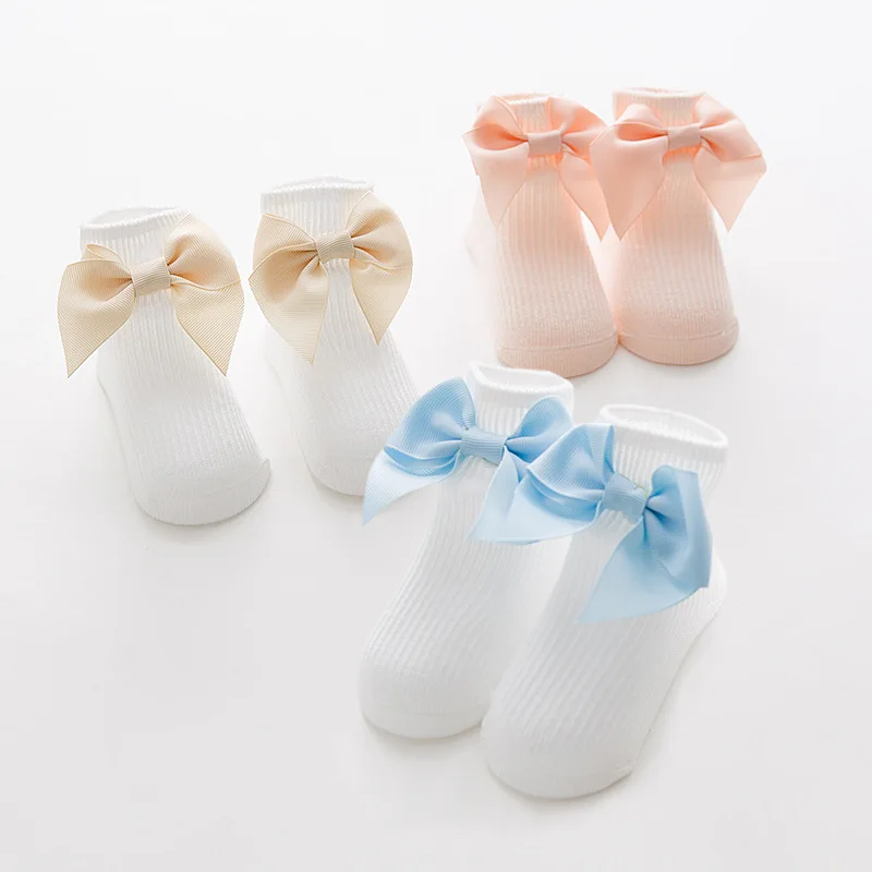 3 пар/лот носки для малышей брендовые младенцев принцессы с бантиком