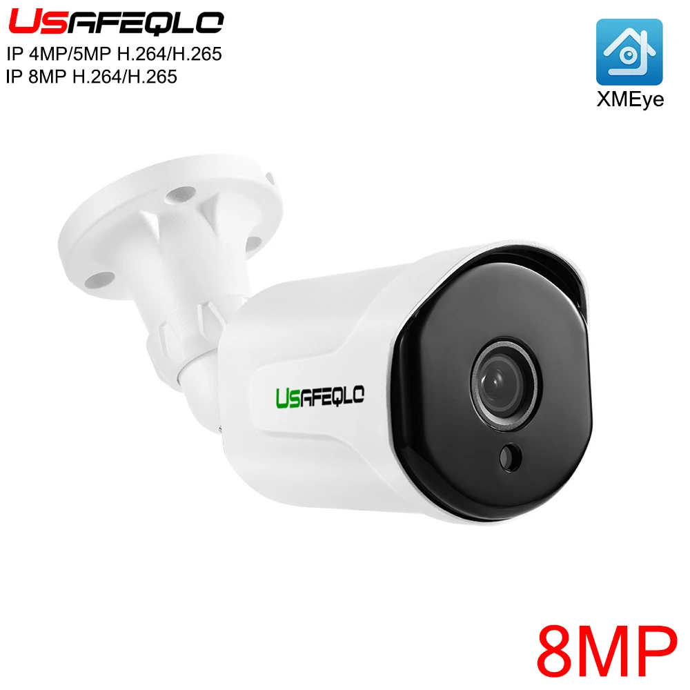 USAFEQLO H.265 HD 8MP 3840*2160/5MP уличная IP камера 4K мини цилиндрическая сетевая камера видеонаблюдения Onvif IR 30m IP Cam 48V PoE