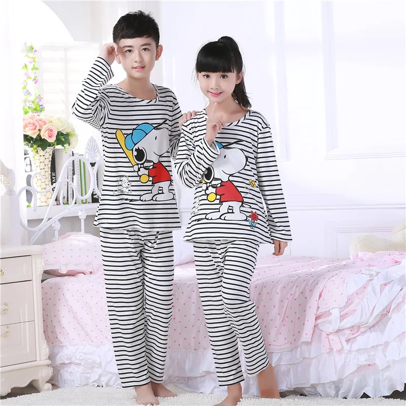 Мультфильм Печатных Дети Девушки Пижамы Устанавливает 2 шт./компл. С Длинным