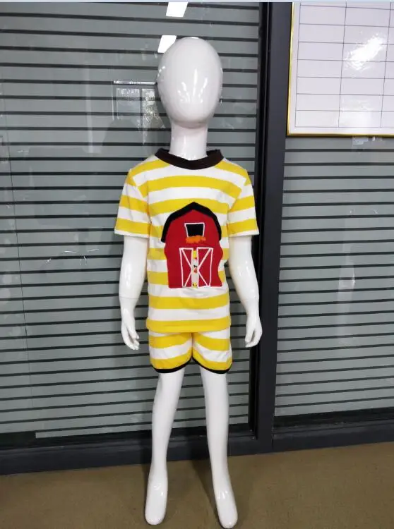 Fashion New Design Toddler Girls Clothing Set Summer Embroidery Boutique Yellow Striped Shorts Baby Remake Outfits | Детская одежда и