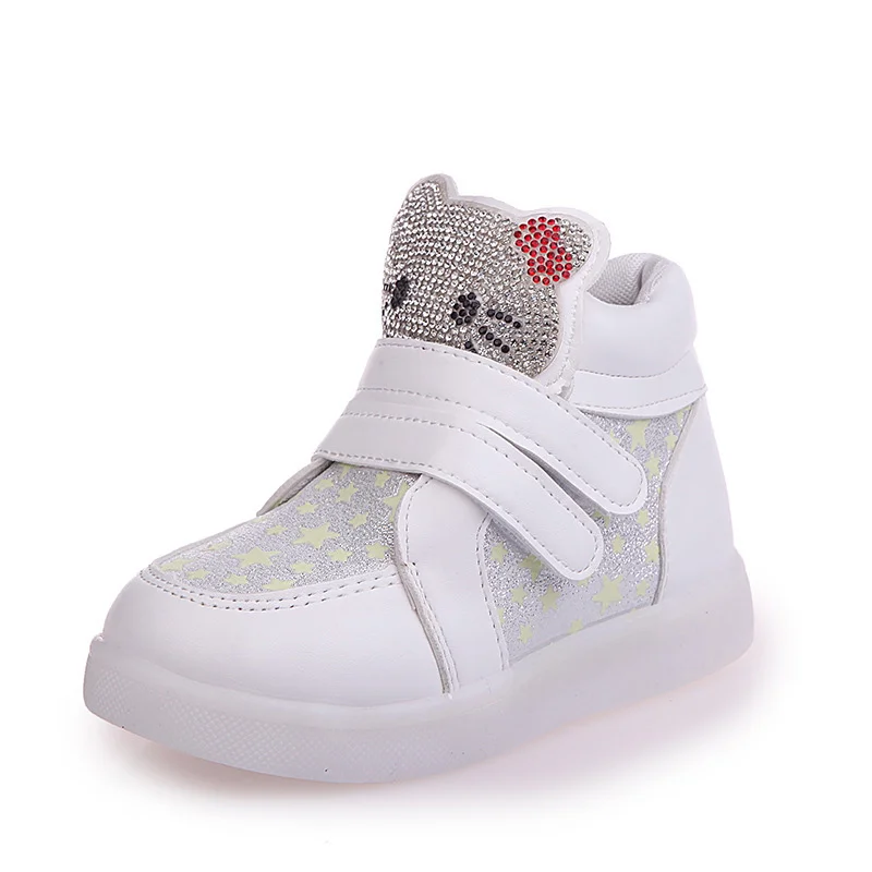 Новинка; сезон весна-осень-зима; Детские кроссовки; детская обувь; Chaussure Enfant hello kitty; обувь для девочек; Светодиодный легкие сапоги