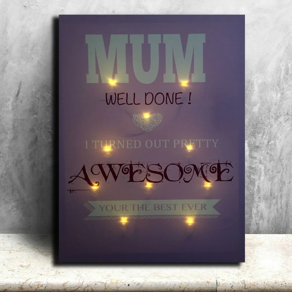Светящаяся парусиновая печать со светодиодной надписью Mum awesome quote love Настенная