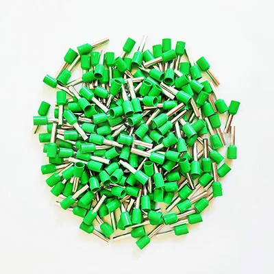 green E2508 E2510 трубки изолированные концевые клеммы шнура 0,5 мм Кабельный соединитель провода клеммы изоляционный обжимной разъем провода E1512 E1518 - Цвет: green