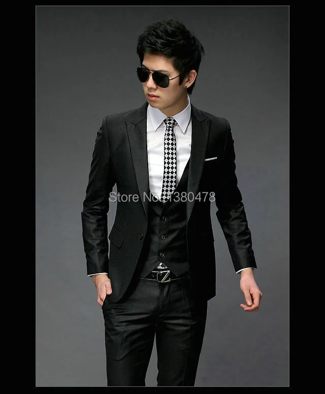 2016 новинка-хит продаж Черные смокинги для жениха мужские свадебные платья