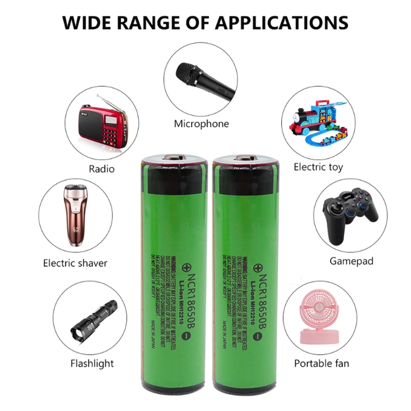 100% NCR18650B 3 7 V 18650 аккумулятор 3400mAh литий ионный для фонарика с защитой
