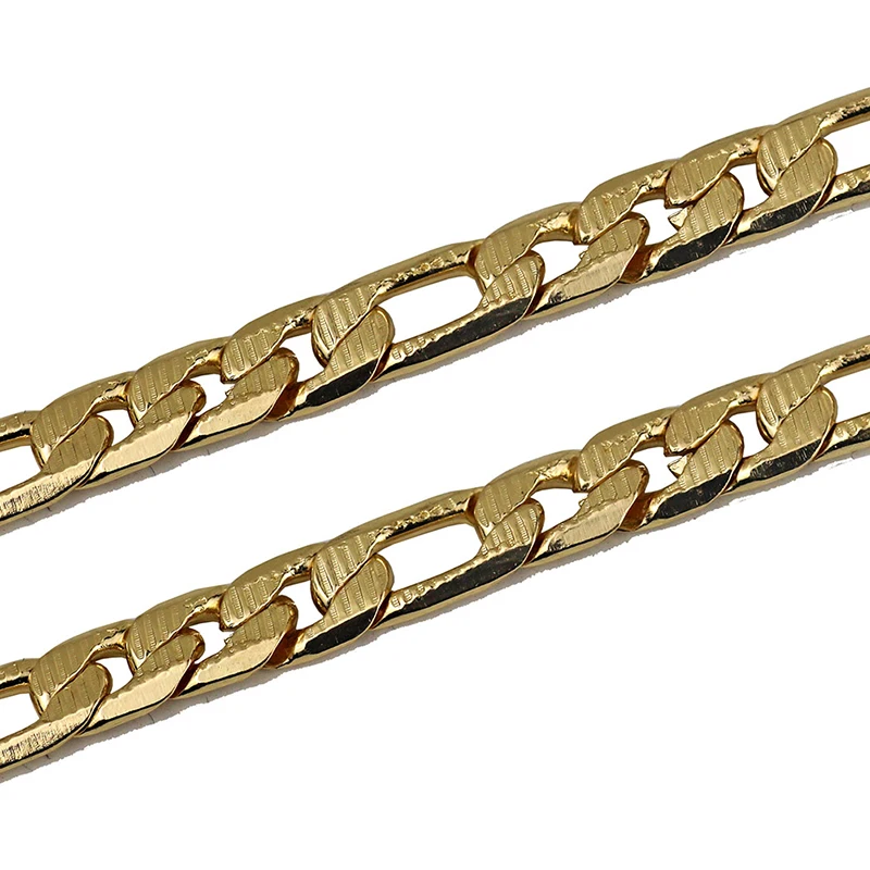 Stainless Steel Figaro Link Chain Necklaces Gold Classic Sport Flat Curb Long Necklace Hip Hop Charm Men Jewelry | Украшения и