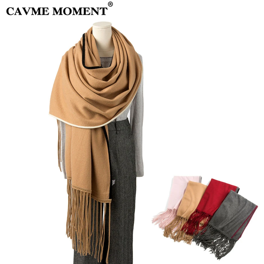 

CAVME Long Wool Scarf Women Pashmina Winter Fashion Ladies Largue Scarves Tassels Wraps Shawls Woolen Scarf 240*70cm 435g