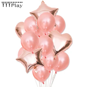 Шары декоративные из латекса, розовое золото, шампанское, звезда, воздушные шары для свадьбы вечеринки
