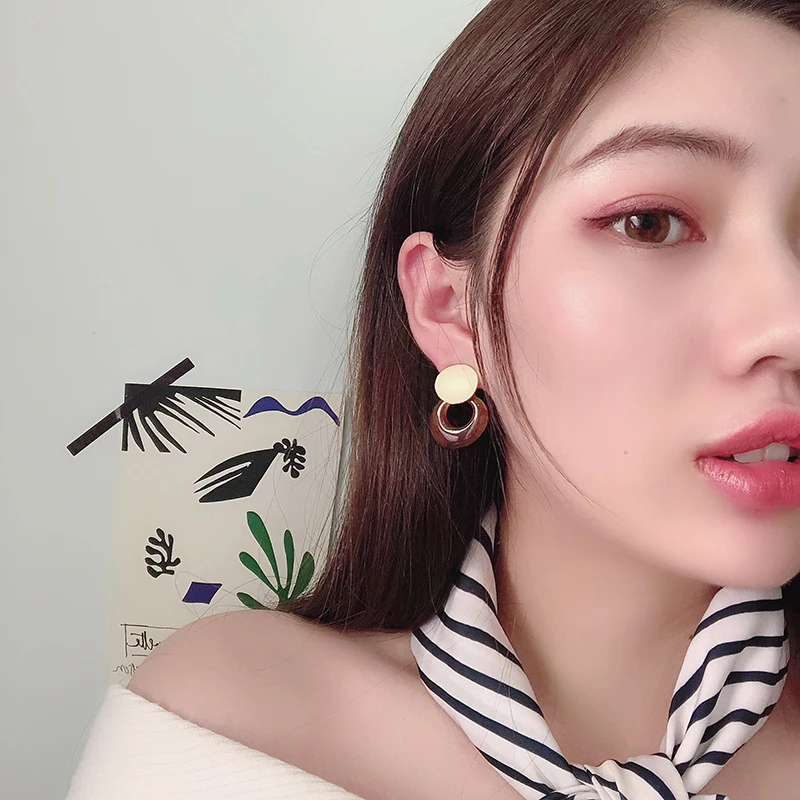 HUANZHI 2019 Корея карамельный цвет Металл золото неправильные изогнутые круг