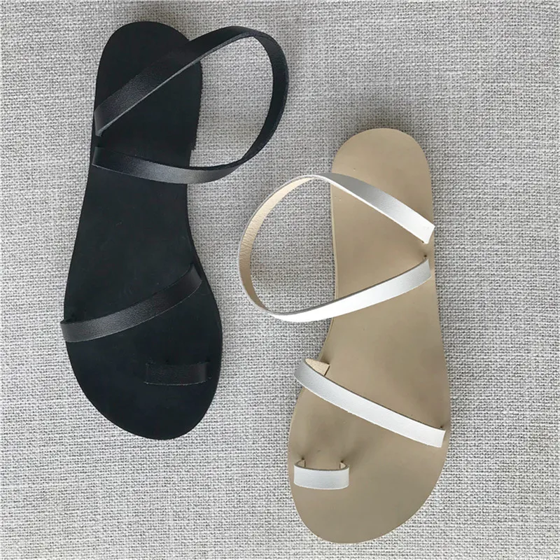 

MEMUNIA 2020 new fashion genuine leather sandals women rome shoes concise summer beach sandals flip flops flat shoes woman