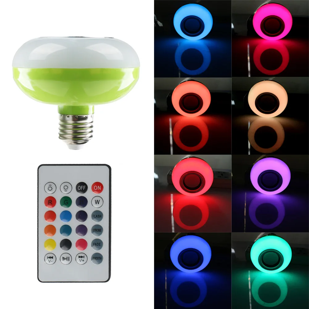 

Smart E27 LED 220V Colorful Smart RGB LED Lamp Wireless Bluetooth Speaker Bulb Music Playing LED Bulb W/Controller