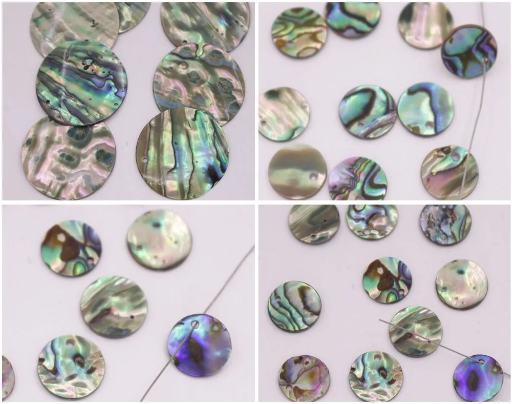 

10PCS Coin Natural Green Abalone Shell Jewelry Making Charms Choose 10 12 15 30mm