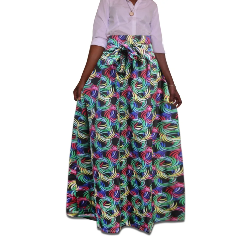 Африканская Женская юбка с принтом большого размера плиссированная поясом BM1965