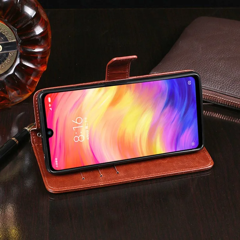 Чехол для Redmi Note 7 роскошный кожаный чехол телефона защитный флип кейс кошелек 6 3