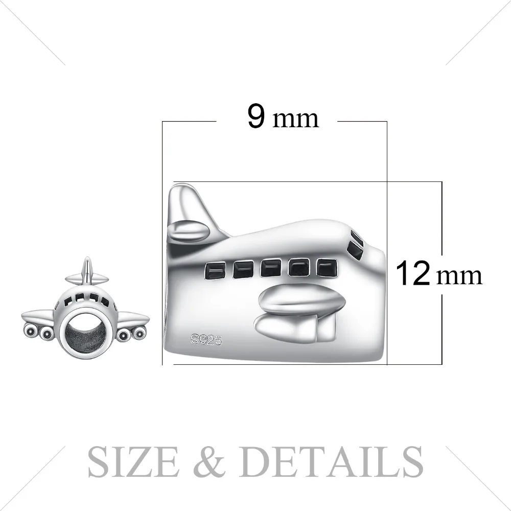 JewelryPalace 925 пробы серебро Винтаж Путешествия самолет Шарм для мамы и дочки Новый