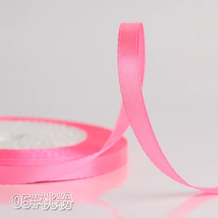 Bright Pink 22 метра/рулон 6 мм шелковых атласных лент Свадебная декоративная подарочная упаковка аксессуары DIY ручной работы обратно в школу ленты - Цвет: Bright Pink