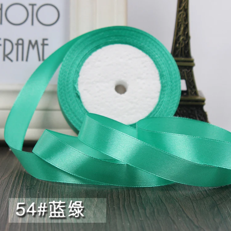 Blue Green 22 м/лот 15 мм шелковые атласные ленты Рождественские Свадебные украшения подарок на день рождения упаковка DIY ремесла розы искусственный цветок - Цвет: Blue Green