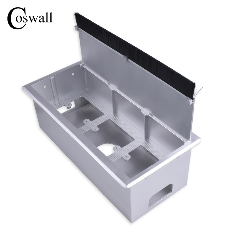 COSWALL Серебряная ПК Настольная Монтажная коробка с тройной розеткой питания ЕС